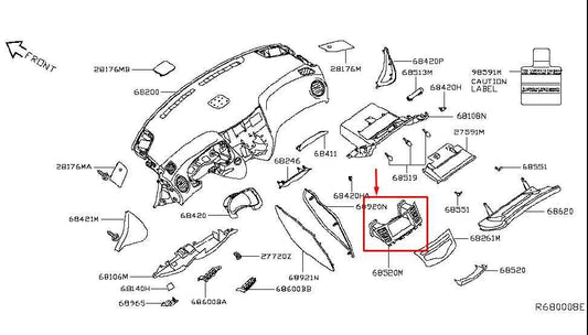 16-20 Infiniti QX60 Pure Dash Center Screen Radio Display Trim Cover w/ Air Vent - Alshned Auto Parts