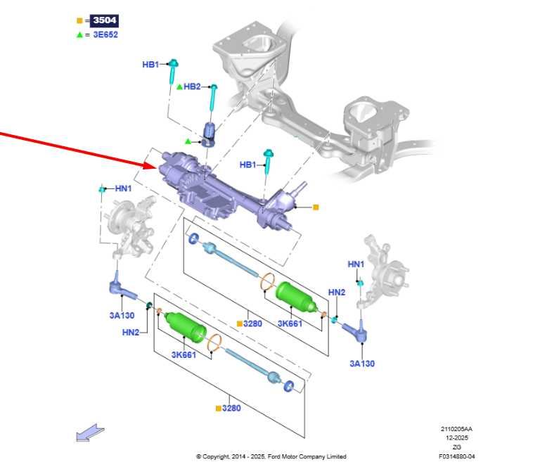 2015-17 Ford Mustang Conv V6 RWD Steering Gear Rack and Pinion GR3C-3D070-BA OEM1