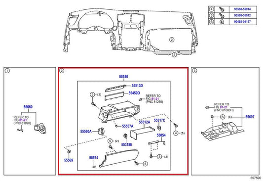 2011-13 Lexus IS250 Glove Box Door Storage Compartment Lid Assembly 55550-53090 - Alshned Auto Parts