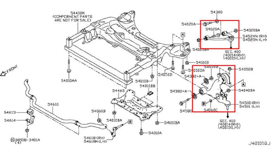 14-24 Infiniti Q50 Premium RWD Front Suspension Driver Left Side Control Arm Set - Alshned Auto Parts