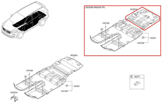 15-20 Kia Sorento EX 3.3L Rear 3rd Row Trunk Floor Carpet Liner Mat 84280C6200WK - Alshned Auto Parts