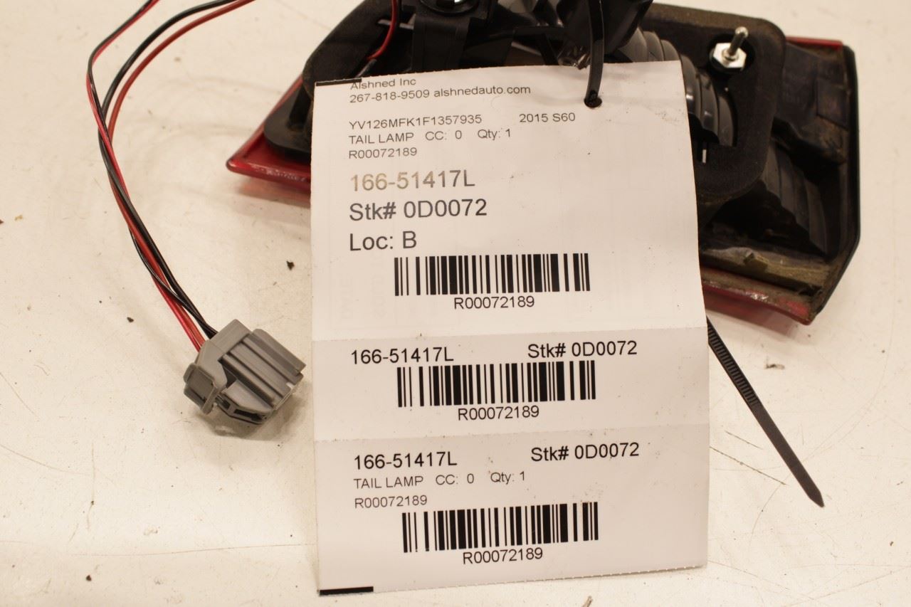 2012-2016 Volvo S60 T5 Premier Rear Left Driver Side Tail Light Lamp 30796271 - Alshned Auto Parts