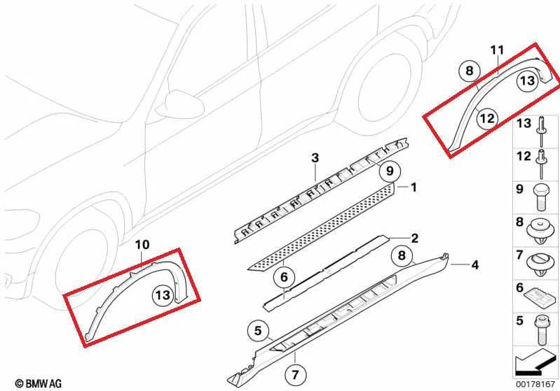 2007-2013 BMW X5 xDrive35i Front and Rear Left Fender Flare Arch Panel Set of 21