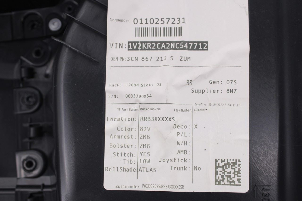 2021-2023 Volkswagen Atlas SE Rear Right Side Door Trim Panel 3CN867212SZUM OEM - Alshned Auto Parts