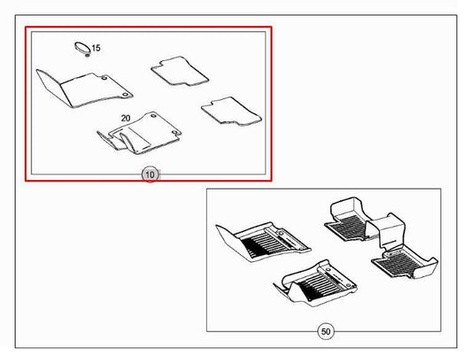 15-21 Mercedes-Benz C300 4Matic Front Rear RH and LH Side Carpet Floor Mats Set - Alshned Auto Parts
