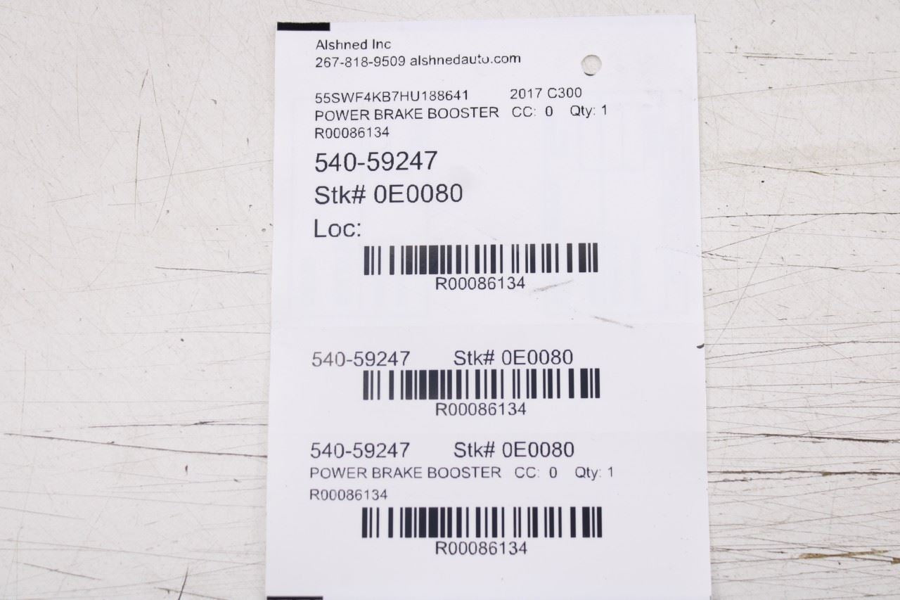 2015-2020 Mercedes-Benz C300 4Matic 2.0L Power Brake Booster and Master Cylinder12