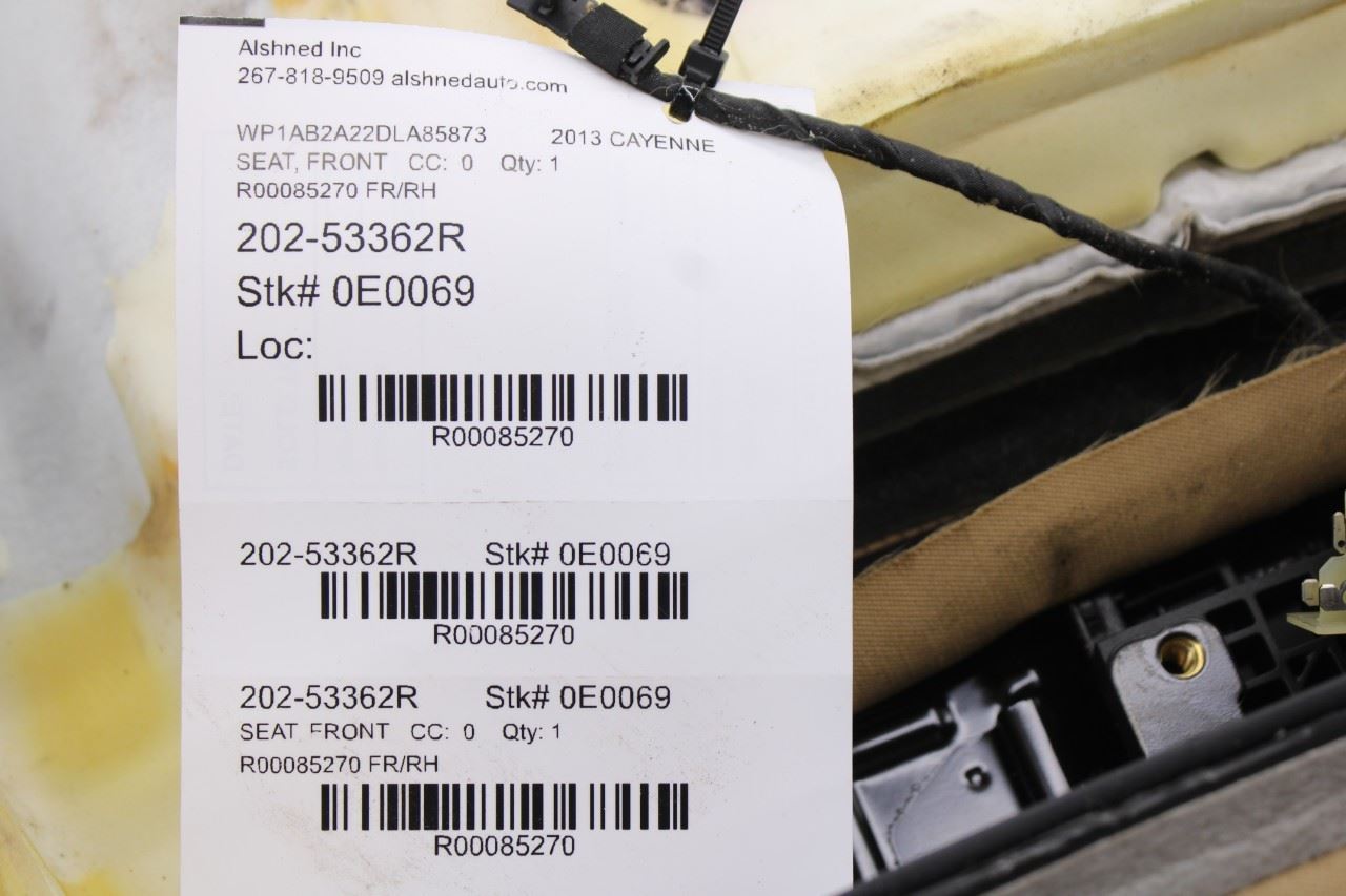 2011-18 Porsche Cayenne S 4.8L AWD Front Passenger Right Side Seat Lower Cushion - Alshned Auto Parts