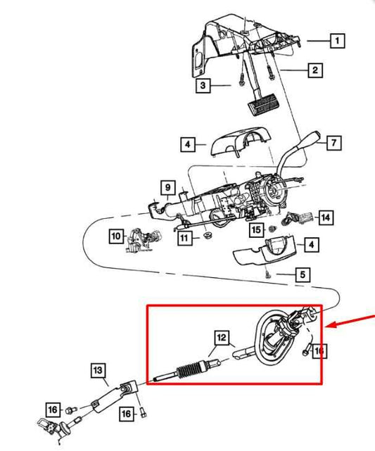 2014-2024 Ram 1500 Classic Steering Column Upper Intermediate Shaft 55057332AA - Alshned Auto Parts