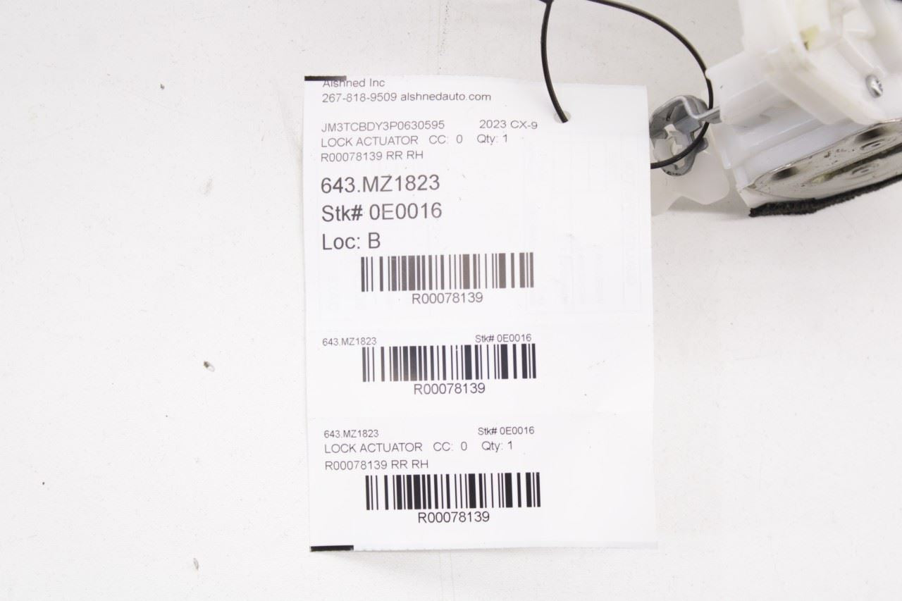 16-2023 Mazda CX-9 Grand Touring Rear Right Door Lock Latch Actuator TK56-72-310 - Alshned Auto Parts