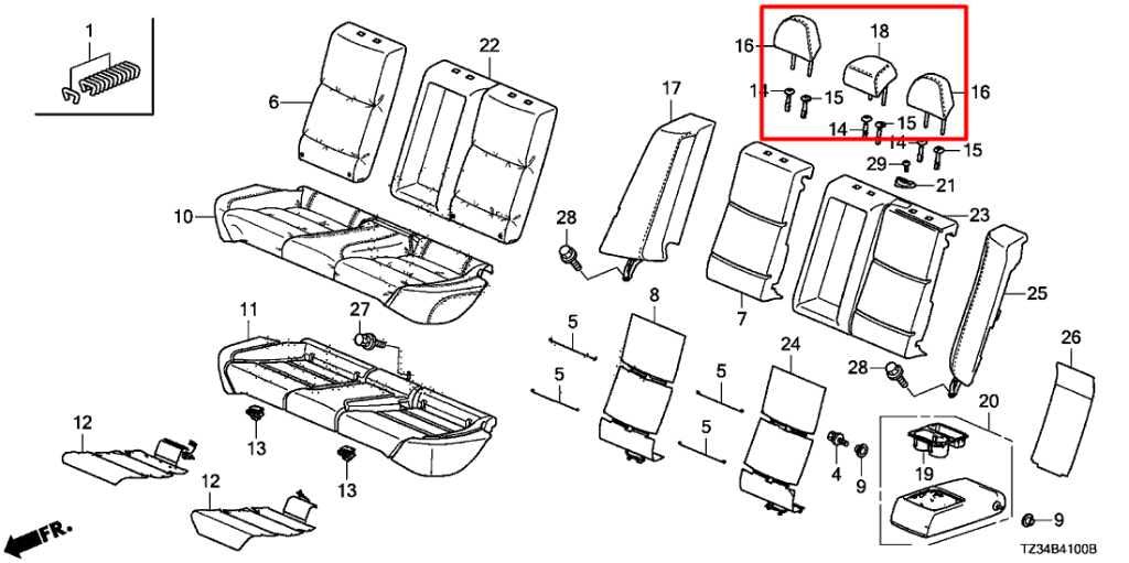 2015-16 Acura TLX Tech Rear Right Left Side and Center 2nd Row Seat Headrest Set1