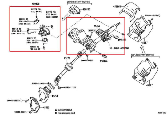 16-18 Toyota Sienna LE Steering Column Assembly w/ Ignition Switch Lock Cylinder - Alshned Auto Parts