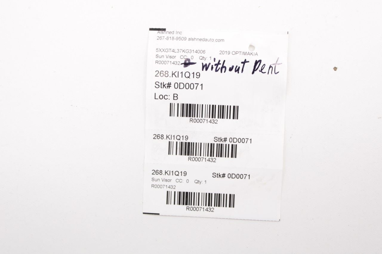 2016-20 Kia Optima LX Front Right Left Side Sun Visor Set w/ Illuminated Mirror - Alshned Auto Parts