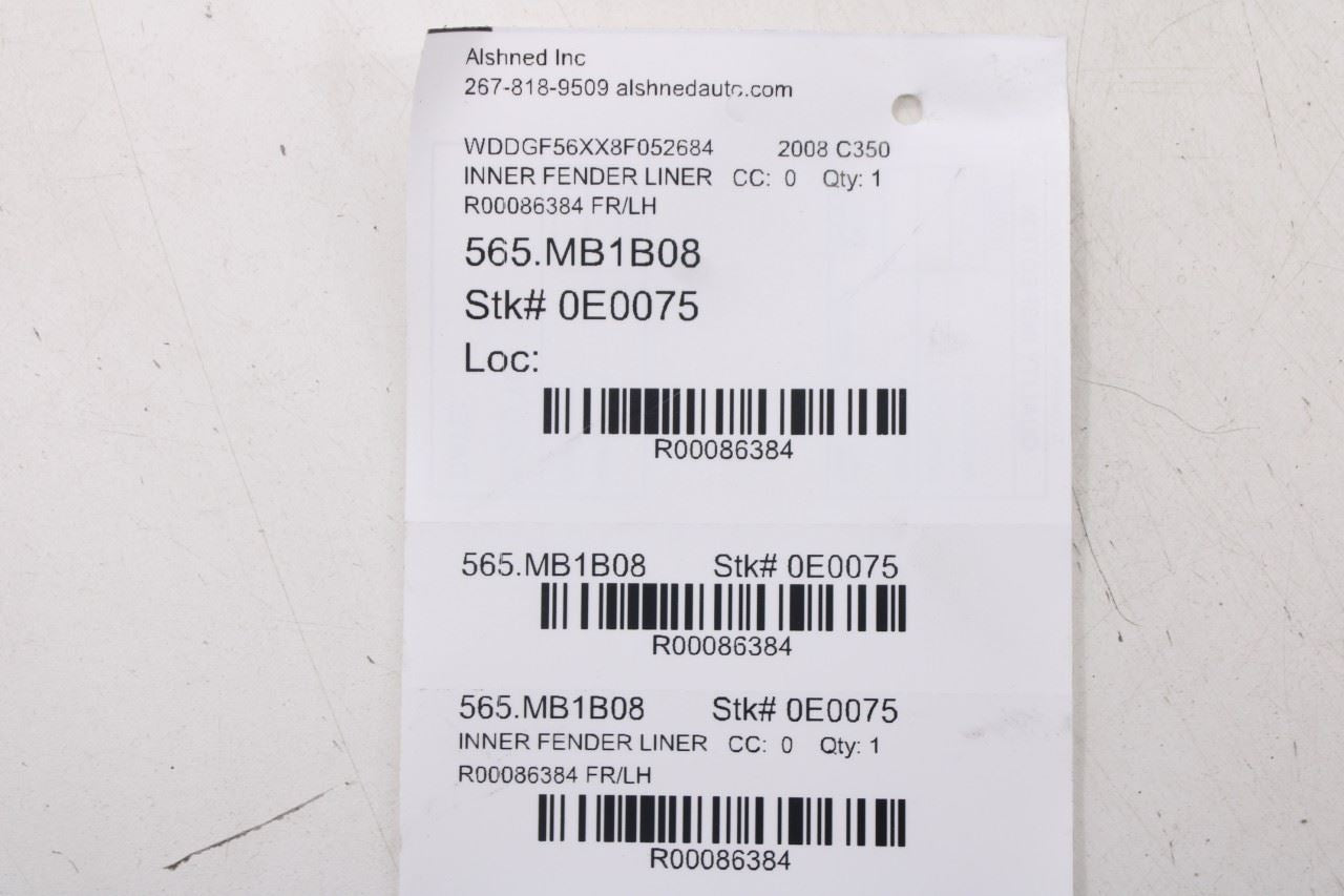 2008-15 Mercedes-Benz C350 Sport Front Left Side Wheelhouse Liner Splash Shield - Alshned Auto Parts