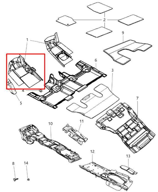 16-21 Jeep Grand Cherokee Summit Front Left Side Floor Interior Carpet Liner Mat - Alshned Auto Parts
