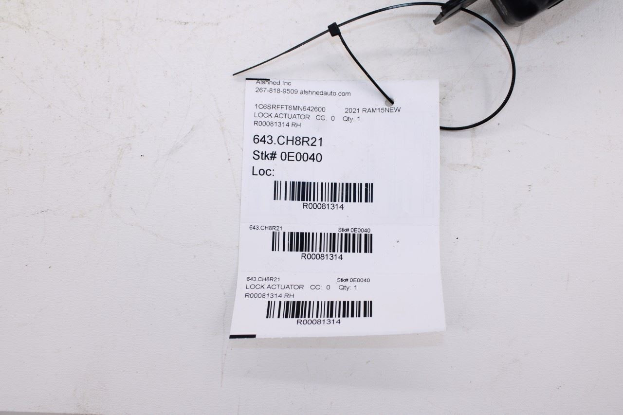 2019-23 RAM 1500 Big Horn Rear Right Side Liftgate Tailgate Lock Latch Actuator - Alshned Auto Parts