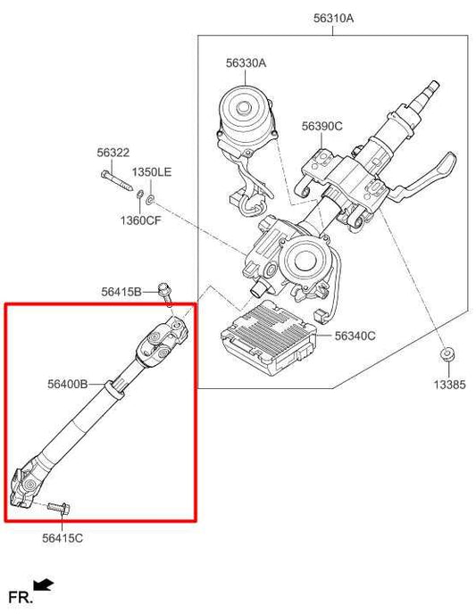 2011-17 Hyundai Veloster Turbo 1.6L FWD Steering Column Intermediate Lower Shaft - Alshned Auto Parts