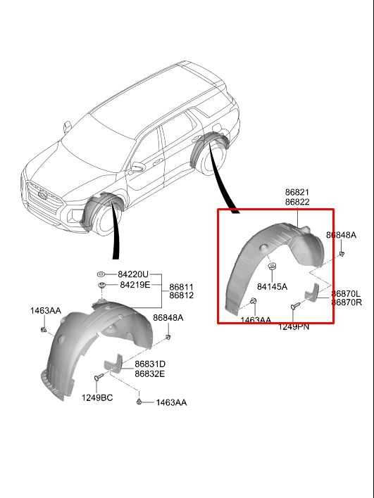 20-22 Hyundai Palisade Limited AWD RR Left Wheelhouse Liner Splash Shield *ReaD*1