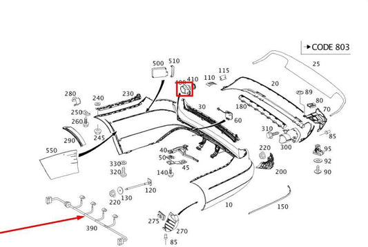 10-13 Mercedes-Benz E 350 Luxury 4Matic Rear Bumper Wire Harness w/ Park Sensors - Alshned Auto Parts