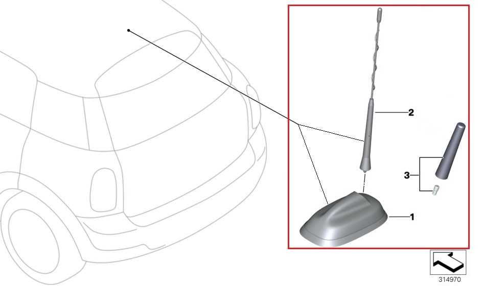 2013-2021 Mini Hardtop Cooper Roof Exterior Radio Antenna Base and Mast 87825921