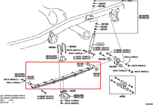 2015-23 Toyota Tacoma SR5 3.5L Double Cab Rear Suspension Right Side Leaf Spring - Alshned Auto Parts