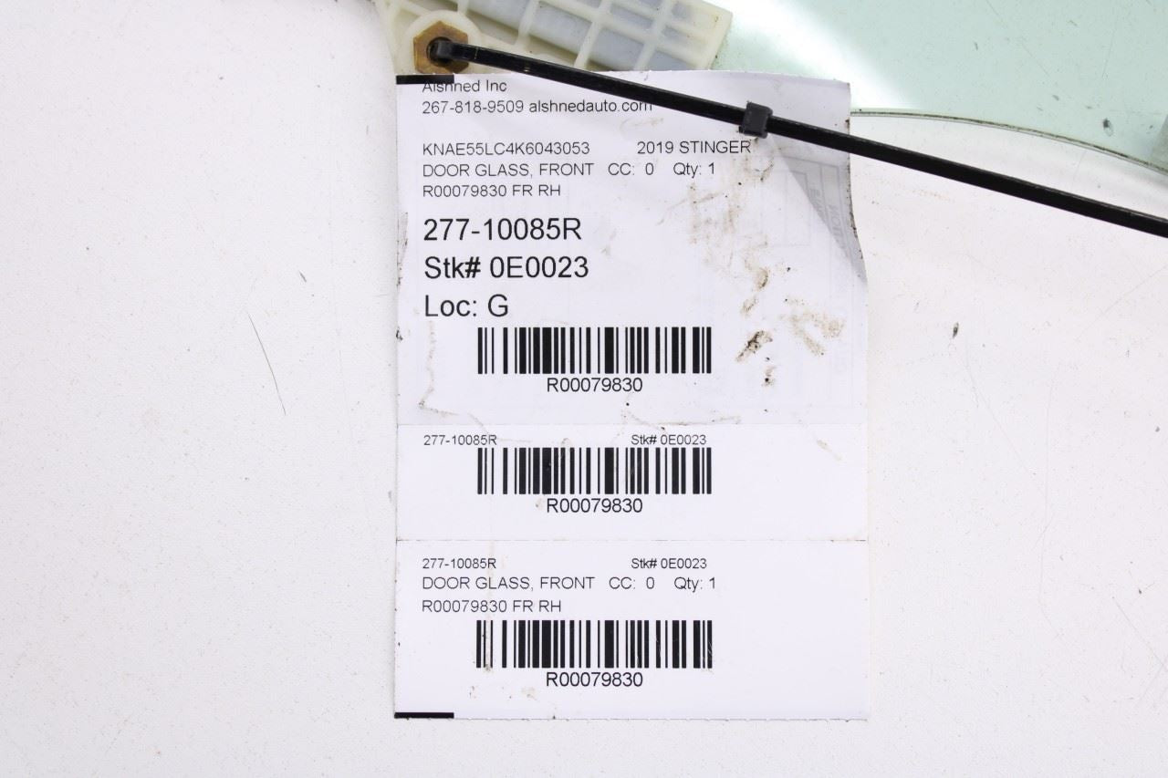 2018-2023 Kia Stinger GT2 AWD 3.3L Front Door Passenger Right Side Window Glass - Alshned Auto Parts