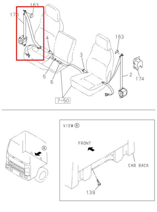 12-20 Isuzu NPR HD Front Passenger Right Side Seat Belt Retractor 8-97405-180-7 - Alshned Auto Parts