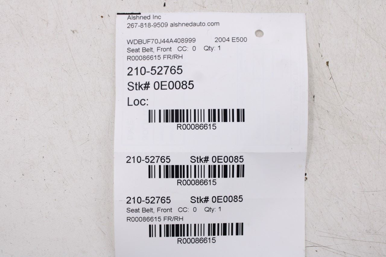 03-04 Mercedes-Benz E500 5.0L RWD Front Passenger Right Side Seat Belt Retractor - Alshned Auto Parts