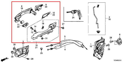 2015-18 Acura TLX Tech 3.5L FWD Front Passenger Right Side Door Exterior Handle - Alshned Auto Parts