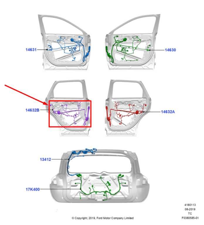2020-2022 Ford Escape SEL Rear Left Driver Door Wire Harness LX6T-14633-NCC OEM - Alshned Auto Parts