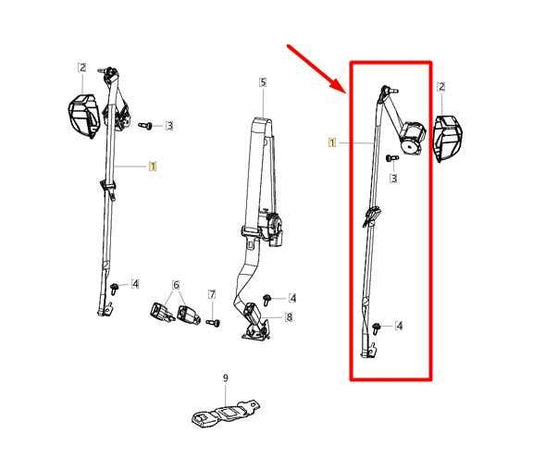 2019-21 Jeep Grand Cherokee Rear Left 2nd Row Seat Belt Retractor 6TB33HL1AA OEM - Alshned Auto Parts