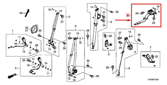 2013-2018 Acura RDX Rear Center 2nd Row Seat Belt Retractor 04827-TX4-A00ZA OEM - Alshned Auto Parts