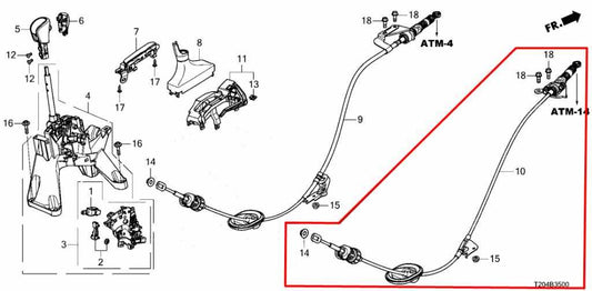 2022-26 Honda Civic Sport Automatic Transmission Gear Shift Lever Control Cable - Alshned Auto Parts