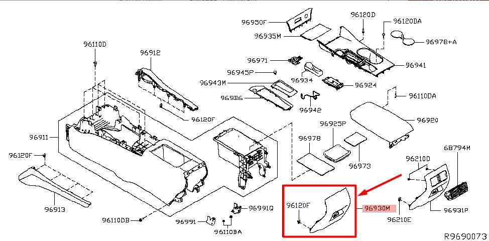 2019-2024 Nissan Altima Center Console Back Trim Panel Cover 96930-6CA4A OEM - Alshned Auto Parts