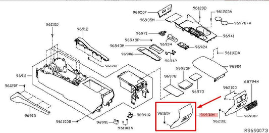 2019-2024 Nissan Altima Center Console Back Trim Panel Cover 96930-6CA4A OEM - Alshned Auto Parts