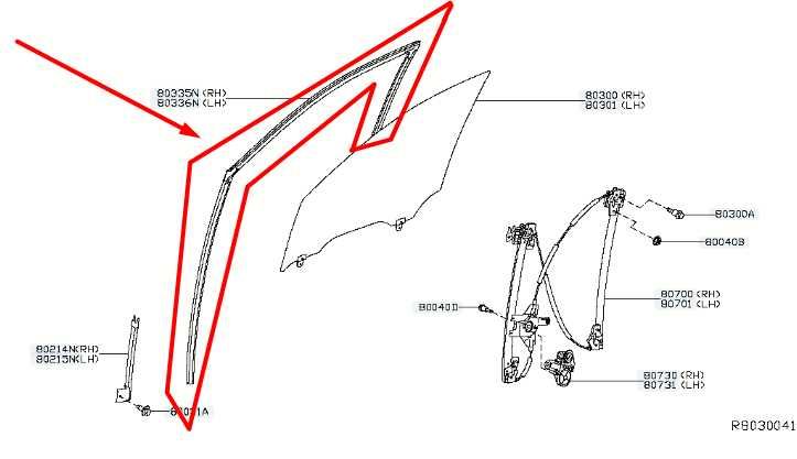 2014-20 Infiniti QX60 Front Right Door Window Glass Run Channel 80330-3JA0A OEM - Alshned Auto Parts