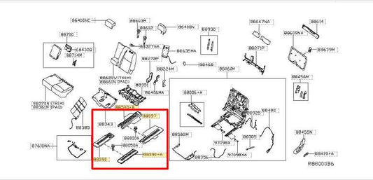 2014-20 Infiniti QX60 Rear LH 2nd Row Seat Rail Track Cover Trim Set 88595-3JA2A - Alshned Auto Parts