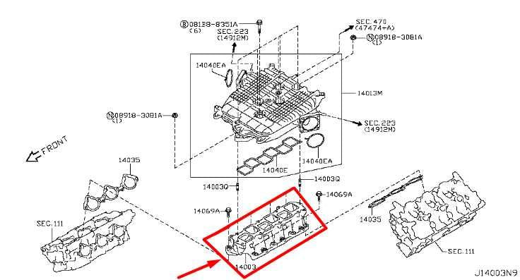 2014-2017 Infiniti QX50 3.7L AWD Engine Lower Intake Manifold 14003-EY01A OEM - Alshned Auto Parts