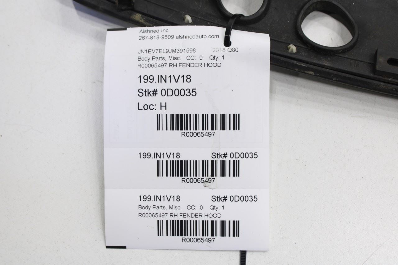 17-22 Infiniti Q60 Luxe Front Right Fender Ledge Hood Seal Trim Cover 658205CA0A - Alshned Auto Parts