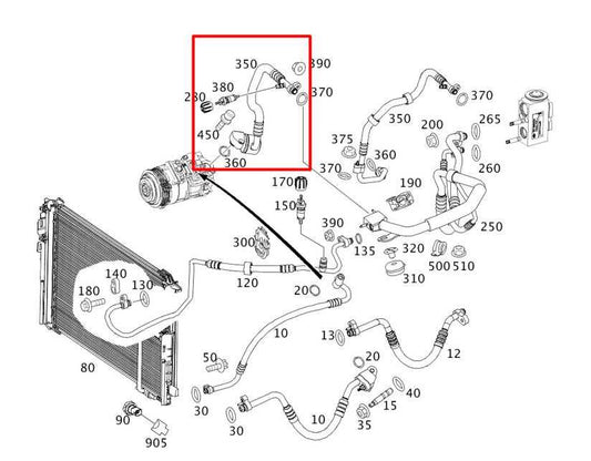 12-16 Mercedes-Benz E350 Sport 4Matic 3.5L AC Air Conditioning Suction Hose Line - Alshned Auto Parts