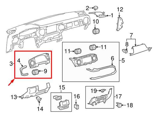 15-23 Toyota Tacoma Dash LH Instrument Cluster Bezel Trim w/ Air Vent 5541104090 - Alshned Auto Parts