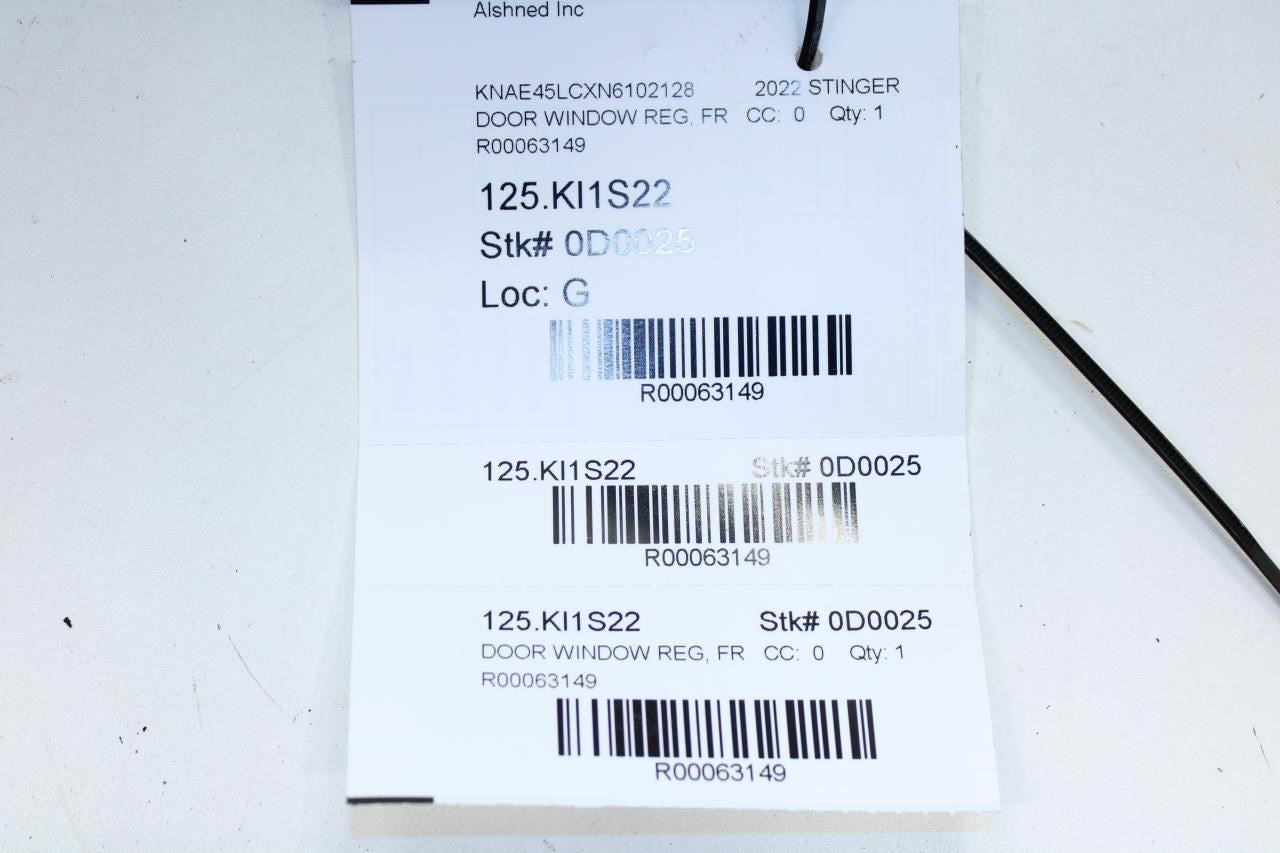 18-23 Kia Stinger Front Left Door Window Regulator w/ Carrier Plate 82471-J5000 - Alshned Auto Parts