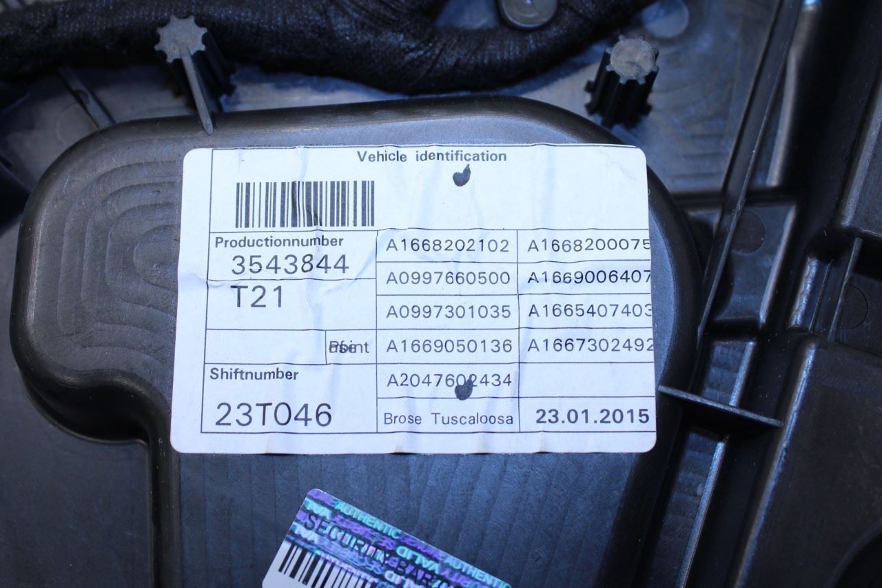 12-15 Mercedes-Benz ML350 RR RH Door Window Regulator w/ Carrier Plate and Motor - Alshned Auto Parts