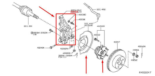 2013-2020 Nissan Pathfinder Front Right Side Spindle Knuckle Hub 40014-3JA1A OEM - Alshned Auto Parts