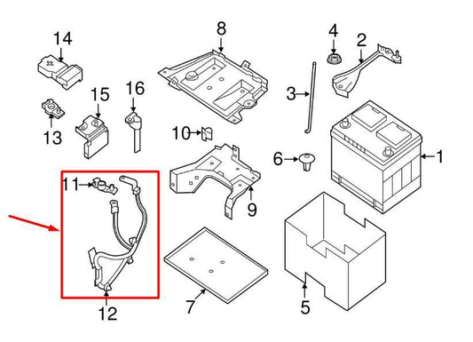 18-20 Nissan Pathfinder SV 3.5L Negative Battery Cable w Negative Terminal Clamp - Alshned Auto Parts