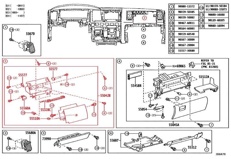 2007-2010 Toyota Tundra Upper Glove Box Storage Compartment 55452-0C011 *ReaD* - Alshned Auto Parts