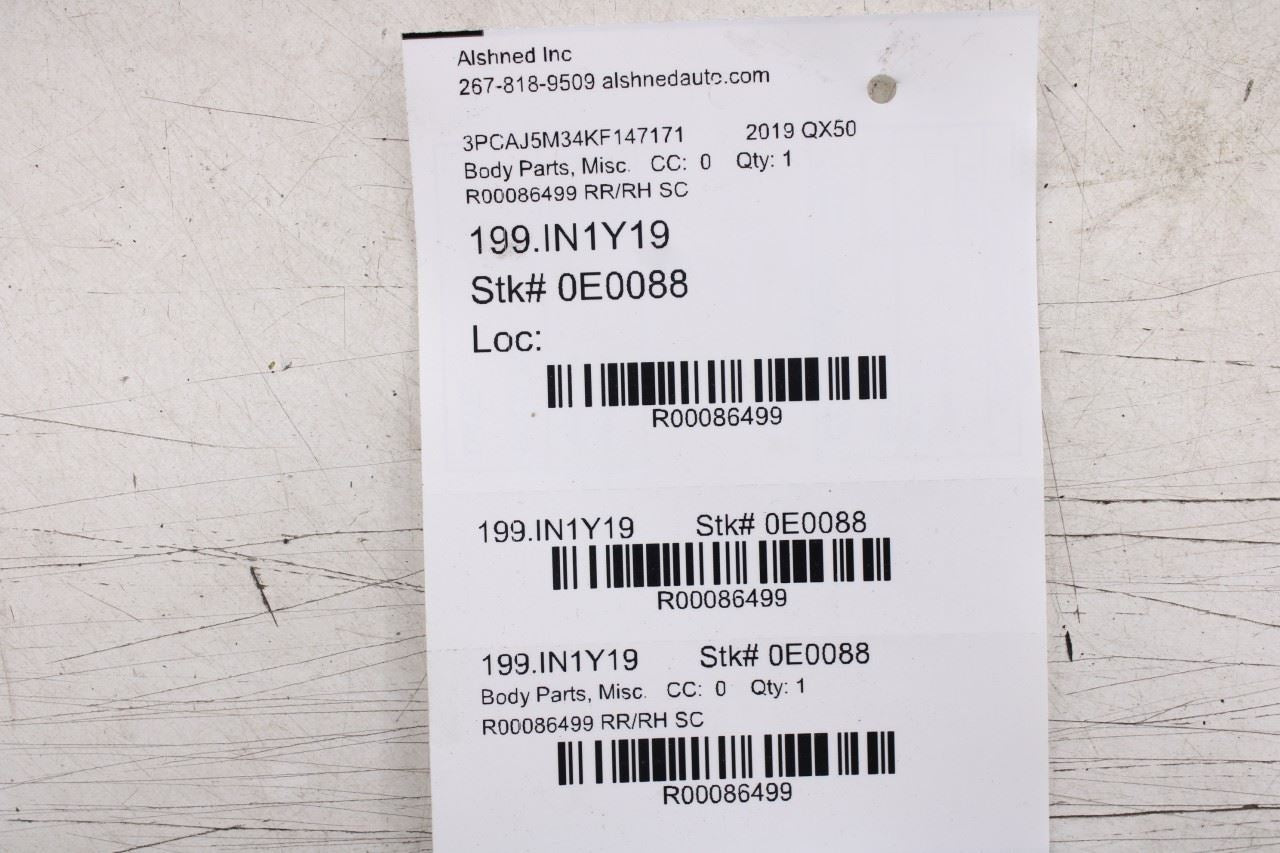 2019-25 Infiniti QX50 Essential Rear Right Door Lower Molding Quarter Panel Set - Alshned Auto Parts