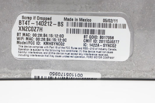 2011 Lincoln MKX Sync 2 APIM Communication Module BT4T-14D212-BS OEM - Alshned Auto Parts