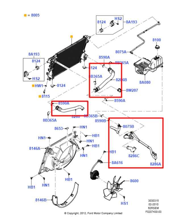 2011-16 Ford F250 Lariat Crew Cab 6.2L Radiator Cooling Lower and Upper Hose Set - Alshned Auto Parts