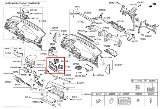 2019-2020 Hyundai Elantra SEL Dash Center Screen Bezel Trim w/ Air Vents Grilles - Alshned Auto Parts