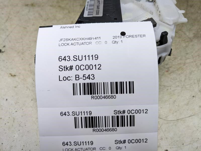 2019-2021 Subaru Forester Rear Left Door Lock Latch Actuator 61035SJ010 OEM - Alshned Auto Parts